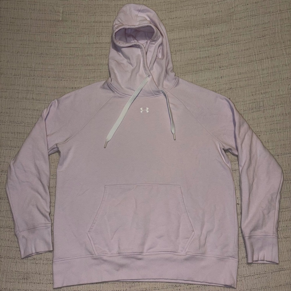 Under Armour Womens Rival Fleece Hoodie Lavender Pink Loose Fit LG 526-564